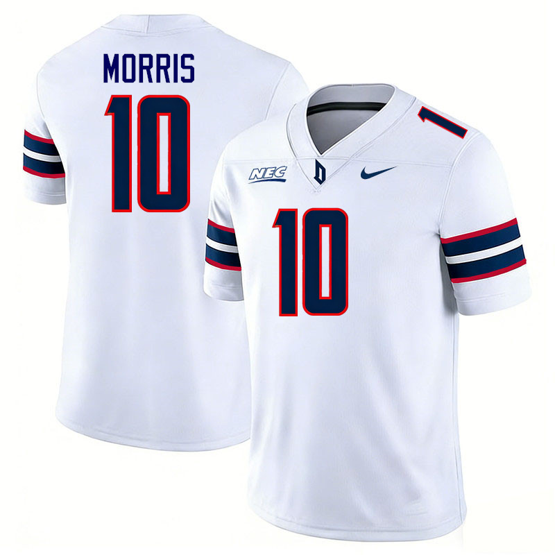 Duquesne Dukes #10 Avery Morris College Football Jerseys,Uniforms Stitched-White